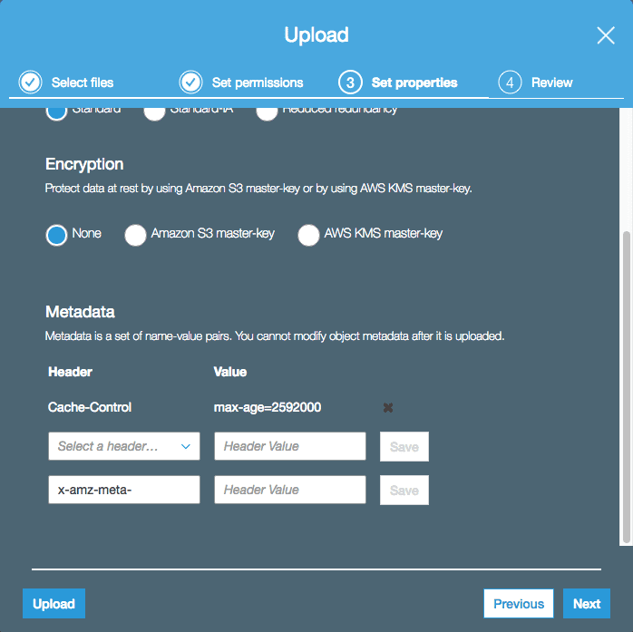 File upload properties dialog